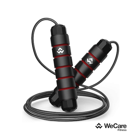 Wecare Fitness Jump Rope 180g with Ball Bearings For Workouts, Black WF-JP-180G